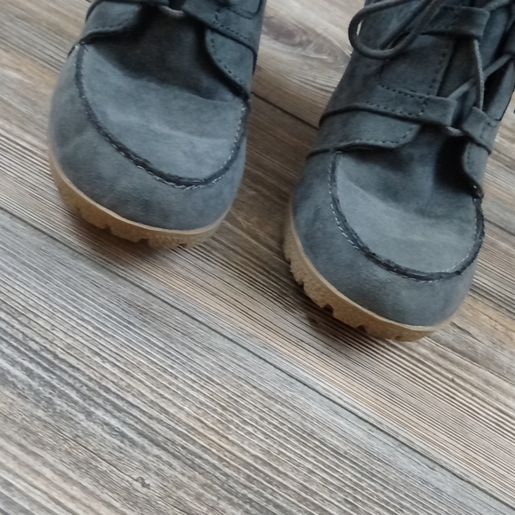 Suede Tie Boots Shoes Heeled Wedge Ankle Booties Jamie Style - Picture 4 of 12